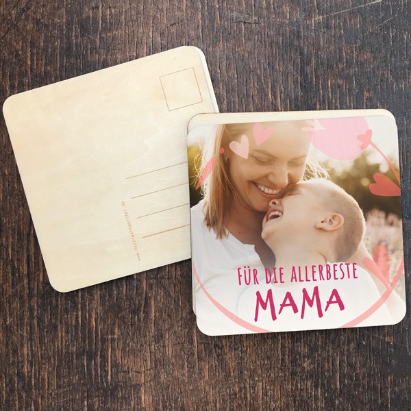 Muttertag Geschenke - Holzpostkarten personalisieren lassen