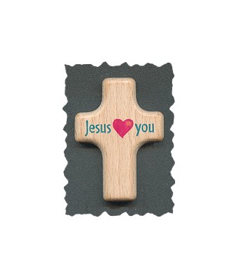 Handschmeichler "Jesus loves you" türkis/pink