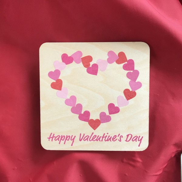 Holzpostkarte "Happy Valentine's Day"